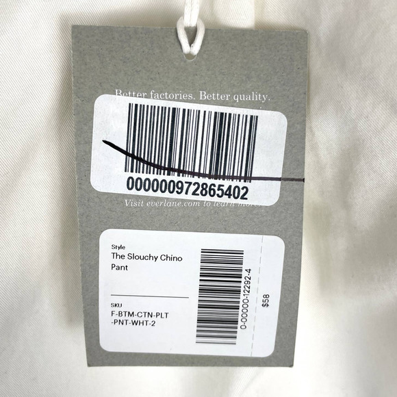 Everlane The Slouchy Cropped Chino Pant In Off White Size 2 New - Picture 14 of 15